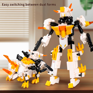 Nuovo gruppo di blocchi di costruzione Robot trasformabile 4-in-1 piccole particelle trasformabili dinosauri Puzzle giocattoli per ragazzi di 5-8 anni - Product Image 4
