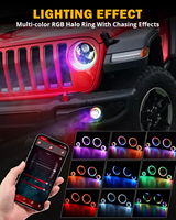 HYNBYZJ Phares LED 12V 60W 7 pouces avec anneau halo RGB Angel Eyes, feux de brouillard LED, phare rond LED 7 pouces pour Jeep Hummer H1 H2