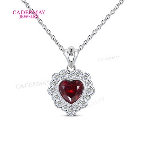 Cadermay Heart-Shaped 925 Sterling Silver Jewelry Set With Red Gemstone For Women Wedding Fine Jewelry - Product Image 4