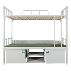 Lit superposé double en métal et acier avec armoire, design moderne pour chambre d'hôtel, d'école ou pour adultes - Product Image 5