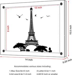 Marco DE FOTOS flotante de acrílico Panel doble Montaje en pared transparente Marcos de Certificado de documento - Product Image 5