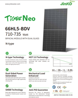 Modul PV Jinko N-type Double Glass 710W 715W 720W 725W 730W 735W TOPCon Efisiensi Tinggi 23,66% untuk Kit Surya On/Off Grid