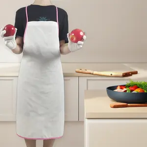 Celemek dapur kanvas kustom kualitas tinggi untuk anak celemek polos sublimasi dengan Logo warna putih untuk koki