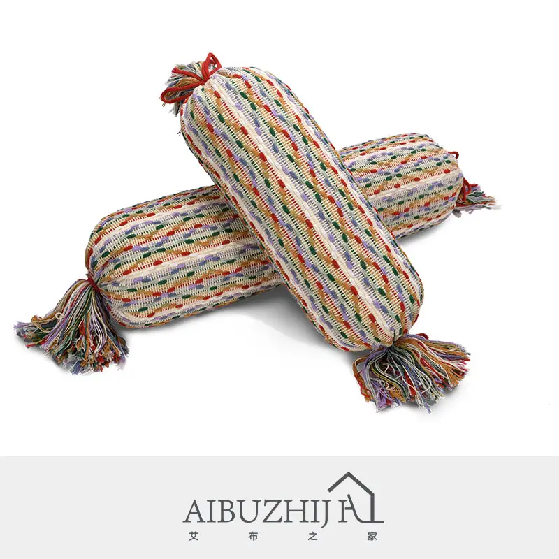 AIBUZHIJIA Luxury Bohemian Cute Knit Candy Pillow Macrame Boho Cushion for Kids Adults