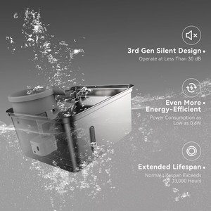 Distributeur d'eau pour animaux de compagnie Elecpet <span class=keywords><strong>8L</strong></span> avec filtre, <span class=keywords><strong>fontaine</strong></span> <span class=keywords><strong>à</strong></span> eau pour chat en acier inoxydable, <span class=keywords><strong>fontaine</strong></span> <span class=keywords><strong>à</strong></span> eau pour chien, ultra silencieux - Product Image 3
