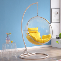 Fauteuil suspendu moderne rond et rotatif en acrylique transparent avec support métallique pour hôtel, maison, extérieur, jardin - Mobilier de jardin