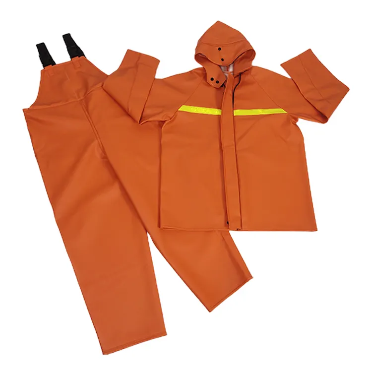 Atacado pvc heavy duty chuva terno impermeável jaqueta e calças bib casacos de chuva comerciais para pesca