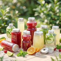 Bouteilles en plastique PET de formes variées, rondes et carrées, 250 ml, 330 ml, 500 ml, transparentes, avec couvercle, pour jus, lait, thé