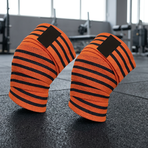 <b>Knee</b> <b>Wraps</b> (Pair) with Strap Squats Weightlifting Powerlifting Leg Press Cross Training Breathable Flexible 39 Inch Unisex - Product Image 3