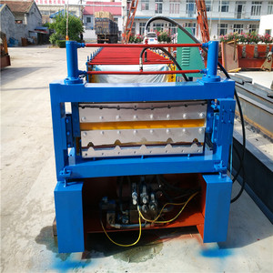 Huatong nhà máy bán màu thép hai lớp Nhà mái tráng men cuộn hình thành máy PLC điều khiển tự động cắt thủy lực - Product Image 5