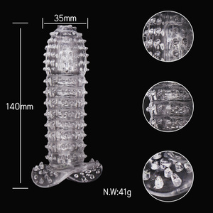 Manchon transparent d'extension de pénis pour le sexe masculin de longue durée, rehausseur de manchon de grosse bite sous-vêtements, manchon de bite <span class=keywords><strong>ultra</strong></span> épais jouets sexuels à 1 dollar - Product Image 3