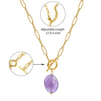 Cadena OT Personalizada de Moda, Antideslustre, de Acero Inoxidable 316L, Chapada en Oro de 14k y 18k, con Piedras Naturales de Cristal y Jade, para Hombre y Mujer
