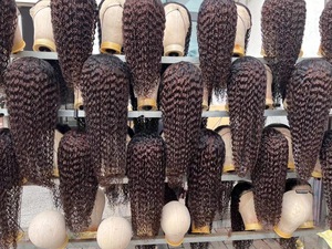 RG Virgin Hair-Perruque frontale en dentelle brune de qualité supérieure, perruques de cheveux humains colorés, vente en gros de mèches frontales en surbrillance en usine - Product Image 5