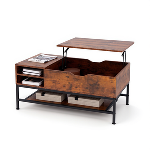 Lift <b>Top</b> Coffee <b>Table</b> <b>Wood</b> Metal Frame Hidden Storage Modern Industrial Design Living Room Furniture - Product Image 1