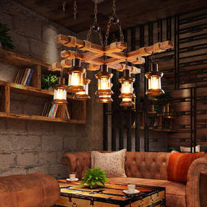 <span class=keywords><strong>Lampadario</strong></span> Industriale Retrò in <span class=keywords><strong>Legno</strong></span>, Lampada a Sospensione con <span class=keywords><strong>Corda</strong></span> di Canapa, Lanterna Vintage per Ristorante, Bar, Caffè, Sala da Pranzo - Product Image 4
