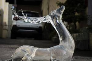 Statue d'animal en acrylique transparent, décoration de jardin moderne, paysage, élan, grande sculpture de cerf couché en résine transparente - Product Image 4