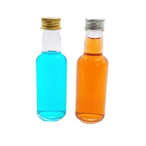 Mini mignon rond 50ml hautement blanc verre spiritueux vin bouteille d'alcool avec couvercle en aluminium - Product Image 2