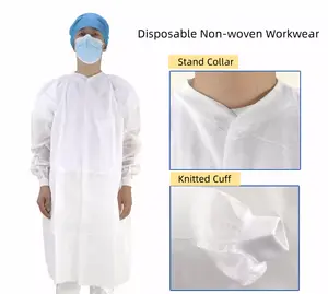 Costume ospedaliero monouso per medici e infermiere con tasca in tessuto Non tessuto da laboratorio PP