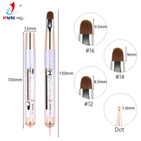 Fournitures professionnelles pour ongles 2026 : Pinceaux à ongles 1+2 avec manche en acrylique, logo personnalisé, pinceau à ongles acrylique fonctionnel pour salon de manucure