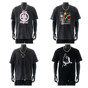 T-shirt da uomo Unisex personalizzata con lavaggio acido stile oversize Vintage 100% stampa in cotone Unisex sboxed oversize lavato con acido - Product Image 3