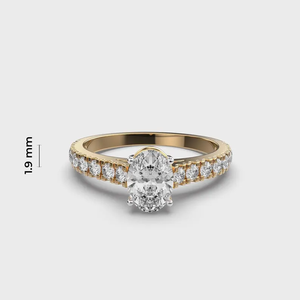 Anillo de Compromiso con Diamante Ovalado de Laboratorio de 1 Quilate |   Solitario de Oro de 14K - Product Image 4