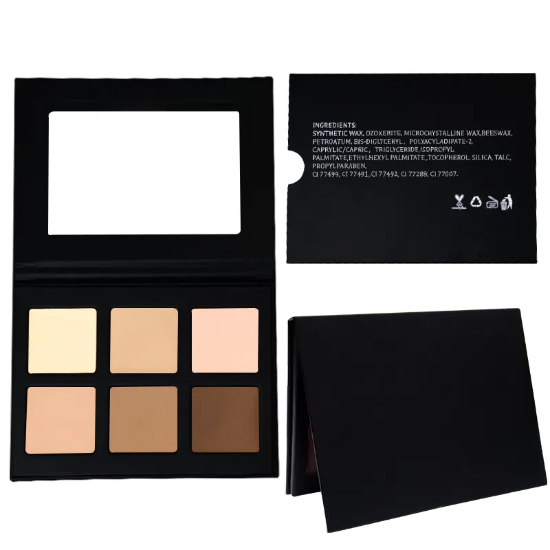 Groothandel 6 Kleur Gezicht Contour Foundation Pallet Crème Make Bronzer Palet Voor Donkere Huid