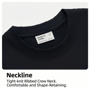 เสื้อยืดคอกลมโอเวอร์ไซส์ผ้าคอตตอนหนา พิมพ์โลโก้ตามสั่งสำหรับผู้ชาย สไตล์สตรีทแวร์ เสื้อยืดเปล่าแบบหนา ยูนิเซ็กส์ รุ่น 6659 - Product Image 2