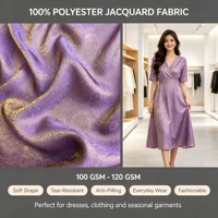 Tissu brocart 100 % polyester teint, tissé, léger, résistant à l'abrasion, anti-déchirure et anti-boulochage, idéal pour les vêtements de filles/femmes - Vente en gros