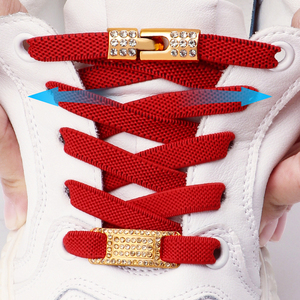 Silver Glitter Elastic Shoe Laces com Diamond Buckle No Tie Flat Sneakers <span class=keywords><strong>para</strong></span> Tennis Lazy Laces <span class=keywords><strong>para</strong></span> Homens e Mulheres - Product Image 3