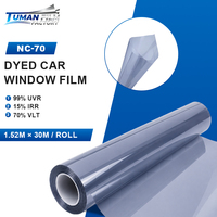 Película para Ventanas de Automóviles Tuman 70% VLT Transparente, 99% UVR, 15% IRR, Rollo de 1.52m X 30m para Venta al por Mayor a Tiendas de Tintado de Autos