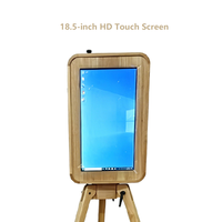 Draagbare houten fotohokje met dubbele touchscreen, geschikt voor iPad & DSLR, voor bruiloften, feesten, school evenementen en verhuur.