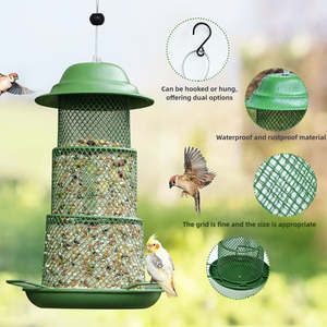 Mangeoire à oiseaux pliable à 3 niveaux, résistante à la rouille et à <span class=keywords><strong>l</strong></span>'eau, avec crochet métallique et plateau de drainage profond pour jardin, cour, parc, prête à être expédiée - Product Image 6