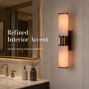 Custom Natural Alabaster <b>Wall</b> <b>Light</b> Modern Brass <b>Wall</b> <b>Sconce</b> Double Tube Decorative Indoor <b>Wall</b> Lamp for Hotel Hallway Bathroom - Product Image 3