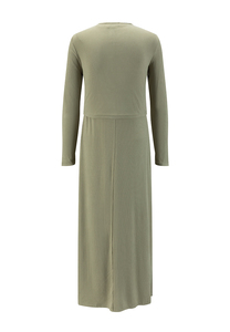 Light Olive Green Ribbed <strong>Knit</strong> Stand-Collar Button-Front Two-Piece Style Long-Sleeve Maxi <strong>Dres</strong> - Product Image 2