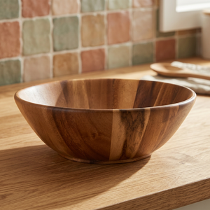 Saladiers en bois d'acacia véritable, compatibles lave-vaisselle, écologiques, design vintage, polis, pour fêtes et usage domestique, tailles personnalisées, service alimentaire - Product Image 1