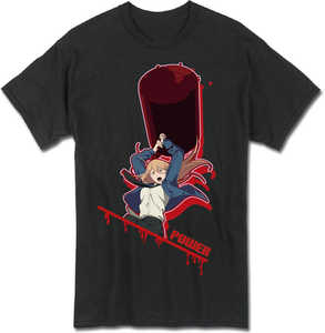 T-shirt da adulto Chainsaw Man Power Quotes, vestibilità regolare, manica corta, 100% cotone jersey, stampa frontale, stile casual - Product Image 1