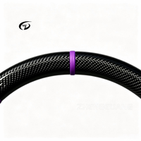 Volant de voiture en cuir plat en fibre de carbone violet personnalisé, adapté aux Mercedes W204 W205 W213 W211 W212 G63 CLA AMG