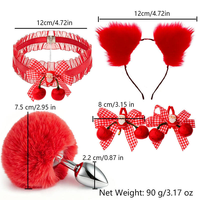 Nouvel ensemble de cosplay Ninghao sur le thème de Noël : serre-tête en peluche avec oreilles de chat, queue moelleuse, collier ras-du-cou en dentelle avec fermoir métallique – Jouets pour adultes