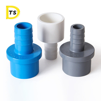 Conector de PVC para Tubería de Suministro de Agua, Tipo Pagoda, Tapón Interior y Exterior, Superficie Lisa, Azul/Blanco/Gris, Marca TSD, Junta Reductora Grande y Pequeña