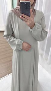 Mexizo mütevazı elbise Premium keten parti giymek rahat elbiseler Fit tam boy uzun kollu geri fermuar kadınlar ile islam giyim - Product Image 5