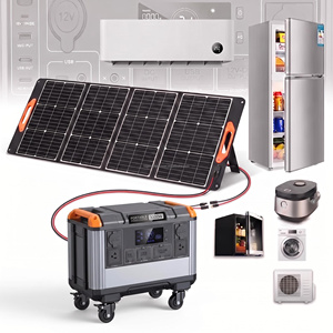 Station d'alimentation portable 3000W 2688Wh, alimentation de secours solaire pour la maison, UPS, alimentation de secours US 110V, 4 prises AC avec kit de panneaux solaires pliables 400W - Product Image 1