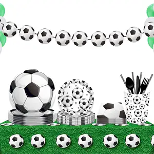 Spor futbol futbol tasarım baskılı PE masa örtüsü parti süslemeleri için 130cm cm plastik masa örtüsü parti malzemeleri