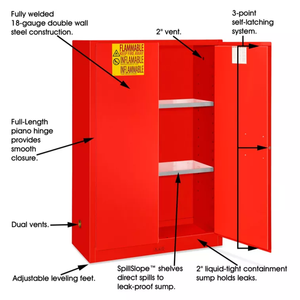 <span class=keywords><strong>Armoire</strong></span> de sécurité extérieure en acier ignifuge 170L à double porte rouge de 45 gallons <span class=keywords><strong>pour</strong></span> le stockage de produits chimiques industriels <span class=keywords><strong>pour</strong></span> <span class=keywords><strong>l</strong></span>'école et <span class=keywords><strong>l</strong></span>'hôpital - Product Image 2