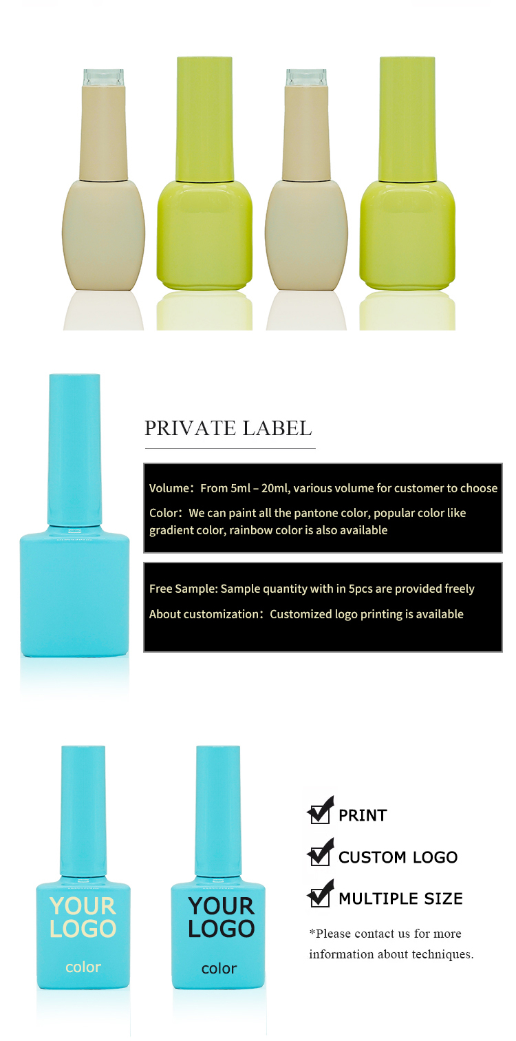 Yellow Green 15ml Empty UV Gel Polish Bottles BPA Free Eco Friendly