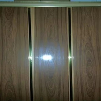 Panneau Mural et de Plafond en PVC de Fabrication Chinoise avec Impression Ligne Argentée, Rainure Centrale et Forme de Bande Perforée pour Décoration Intérieure