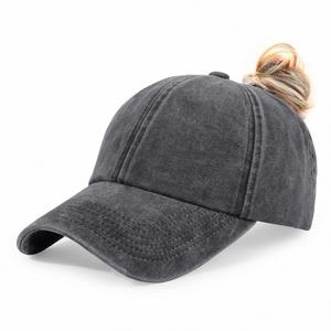 Wholesale High Quality Cotton Women's 6 Panel High Ponytail Baseball Cap Ponytail Hats - Product Image 2
