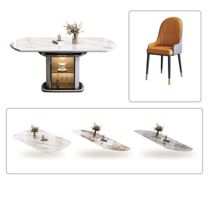 <span class=keywords><strong>Table</strong></span> à manger ovale moderne <span class=keywords><strong>extensible</strong></span> en <span class=keywords><strong>marbre</strong></span> blanc de 70,84 pouces, capacité de 6 à 8 personnes, 200 livres, assemblage requis, pieds en acier inoxydable - Product Image 3