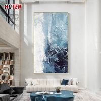 Peint à la main abstrait huile verticale énorme peinture décorative toile à code couleur avec des sujets de paysage