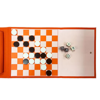 Benutzer definierte tragbare Reise Schachspiel Leder Roll-up Backgammon Board mit Checker Pieces