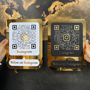 Customizável Ouro QR Code <span class=keywords><strong>Business</strong></span> Store Social Media Sign Table Top Acrílico Billboard para Facebook & Instagram <span class=keywords><strong>Display</strong></span> <span class=keywords><strong>Rack</strong></span> - Product Image 2